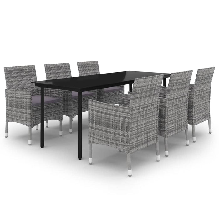Set mobilier de grădină cu perne, 7 piese, poliratan și sticlă WALTI