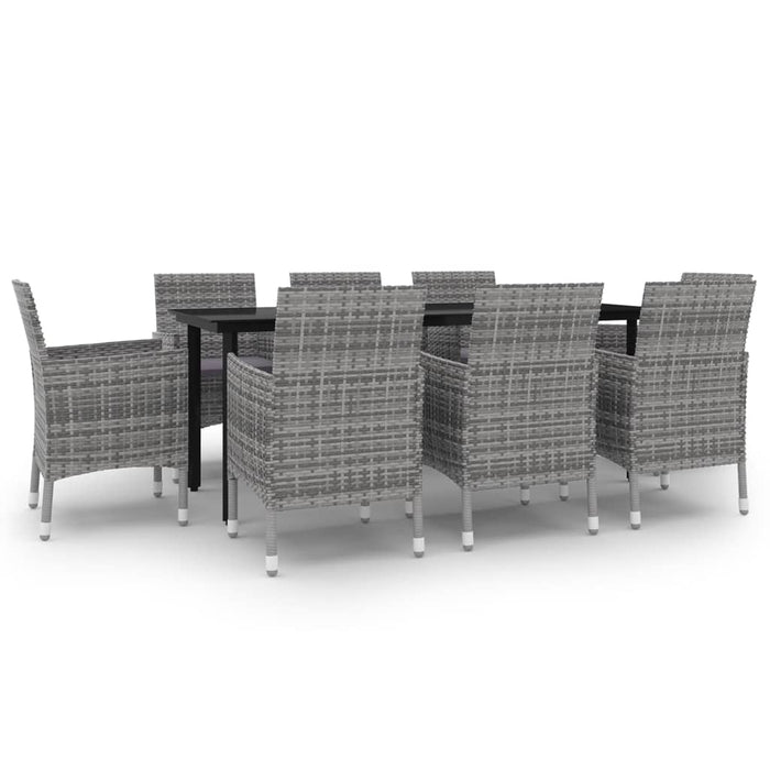 Set mobilier de grădină cu perne, 9 piese, poliratan și sticlă - WALTI WALTI