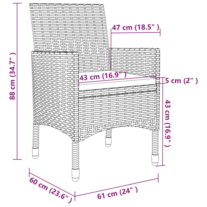 Set mobilier de grădină cu perne 5 piese poliratan & sticlă - WALTI WALTI
