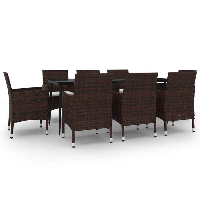 Set mobilier de grădină cu perne, 9 piese, poliratan și sticlă WALTI