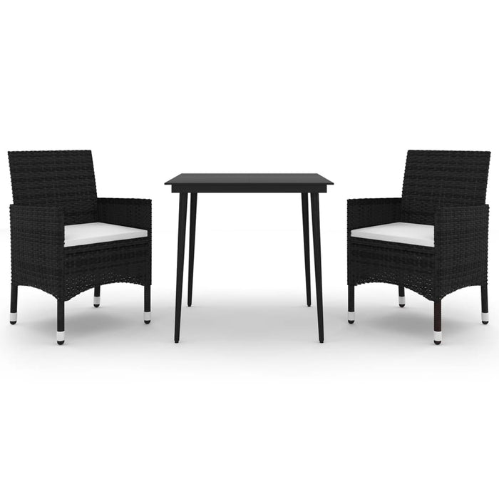 Set mobilier de grădină cu perne, 3 buc., poliratan și sticlă - WALTI WALTI