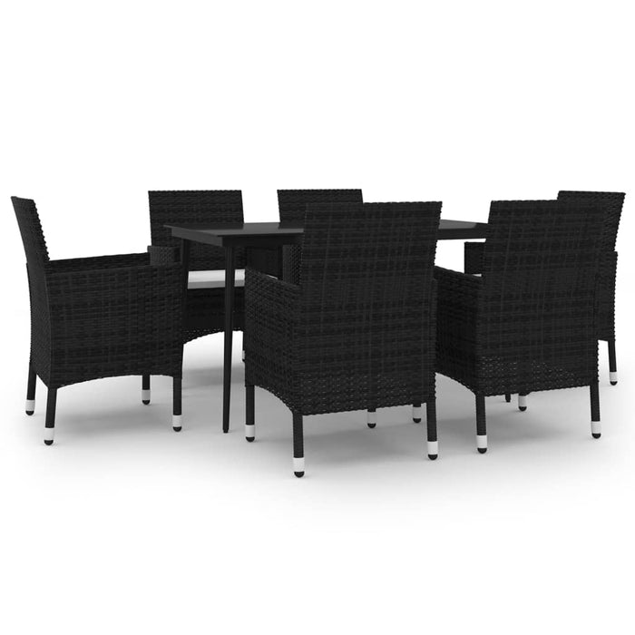 Set mobilier de grădină cu perne, 7 piese, poliratan și sticlă WALTI