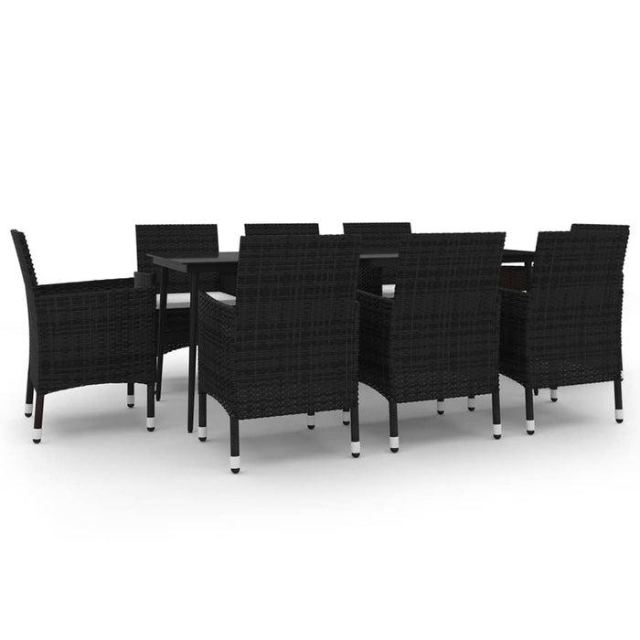 Set mobilier de grădină cu perne, 9 piese, poliratan și sticlă - WALTI WALTI
