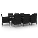 Set mobilier de grădină cu perne, 9 piese, poliratan și sticlă - WALTI WALTI
