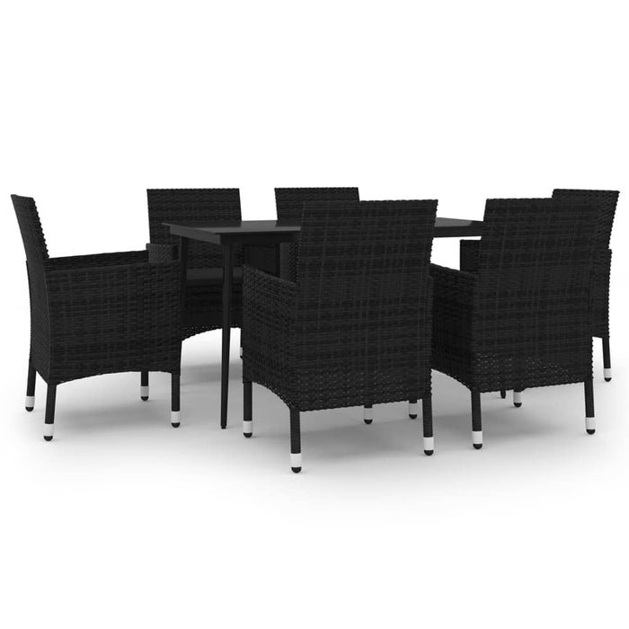 Set mobilier de grădină cu perne, 7 piese, poliratan și sticlă WALTI