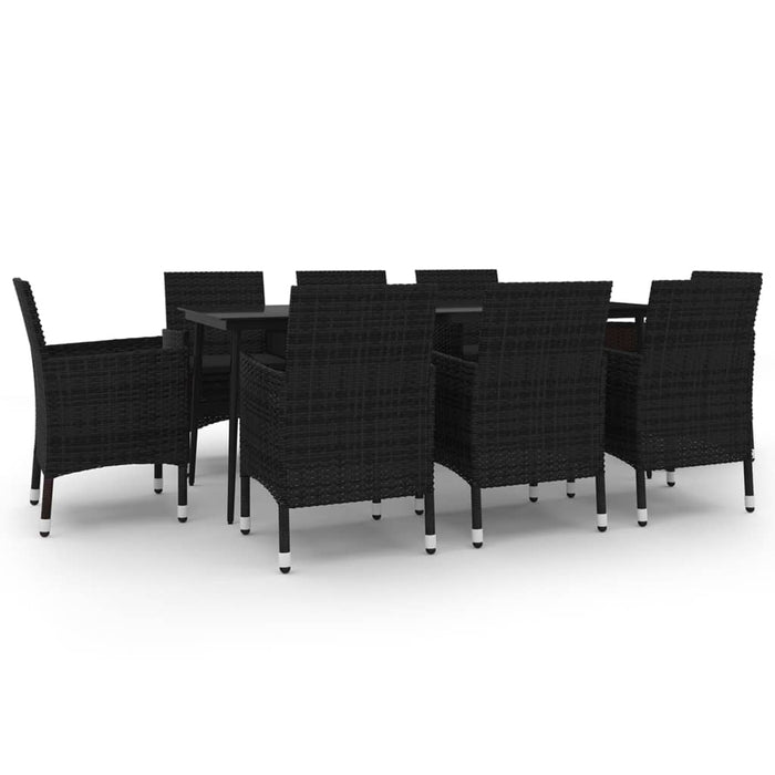 Set mobilier de grădină cu perne, 9 piese, poliratan și sticlă WALTI