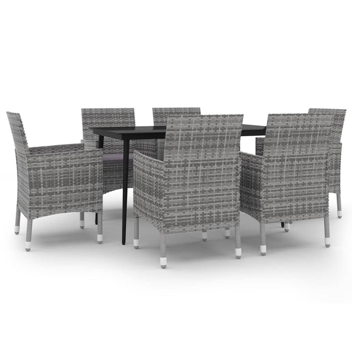 Set mobilier de grădină cu perne, 7 piese, poliratan și sticlă - WALTI WALTI