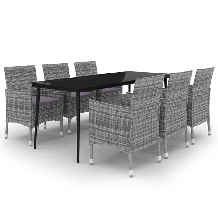 Set mobilier de grădină cu perne, 7 piese, poliratan și sticlă - WALTI WALTI