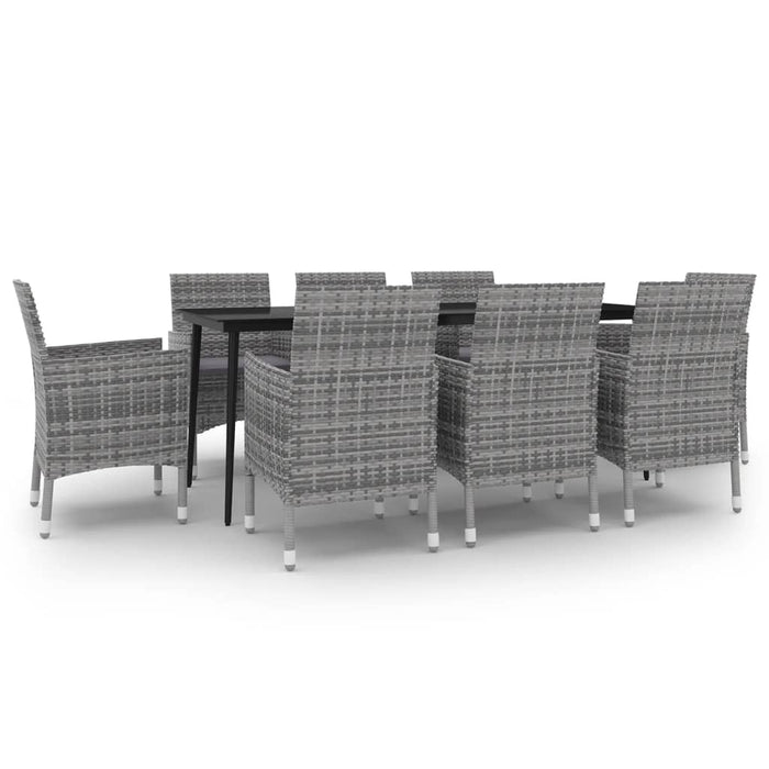 Set mobilier de grădină cu perne, 9 piese, poliratan și sticlă - WALTI WALTI