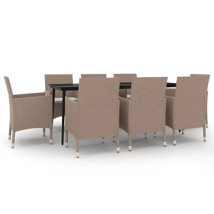 Set mobilier de grădină cu perne, 9 piese, poliratan și sticlă - WALTI WALTI