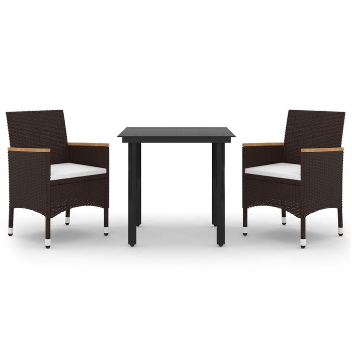Set mobilier de grădină cu perne, 3 piese, poliratan și sticlă - WALTI WALTI