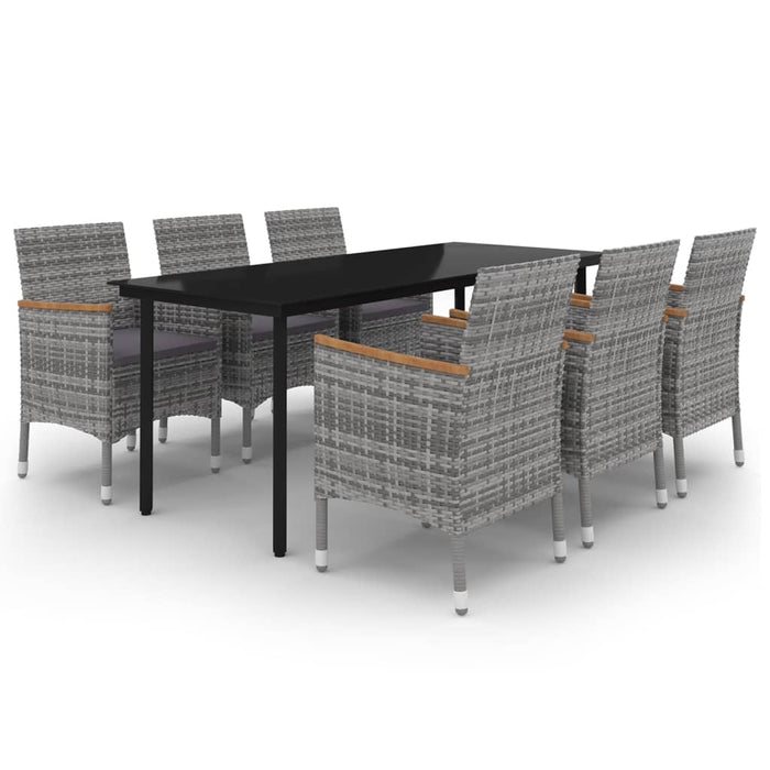 Set mobilier de grădină cu perne, 7 piese, poliratan și sticlă - WALTI WALTI