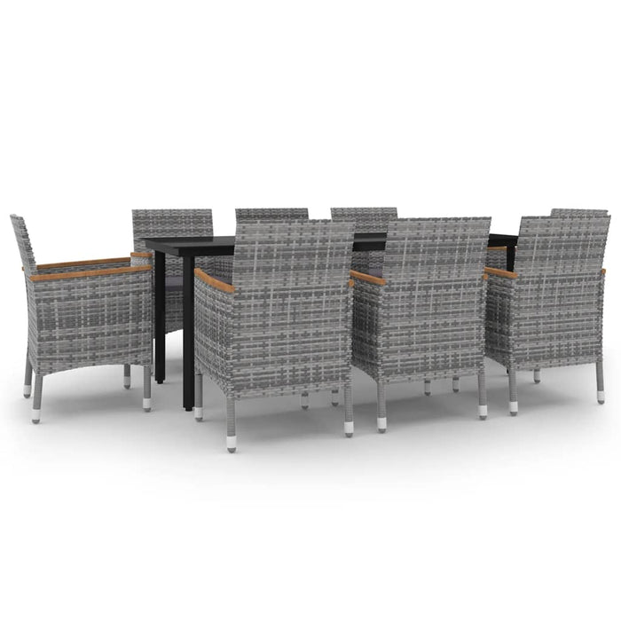Set mobilier de grădină cu perne, 9 piese, poliratan și sticlă WALTI