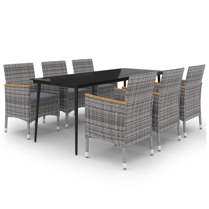 Set mobilier de grădină cu perne, 7 piese, poliratan și sticlă - WALTI WALTI
