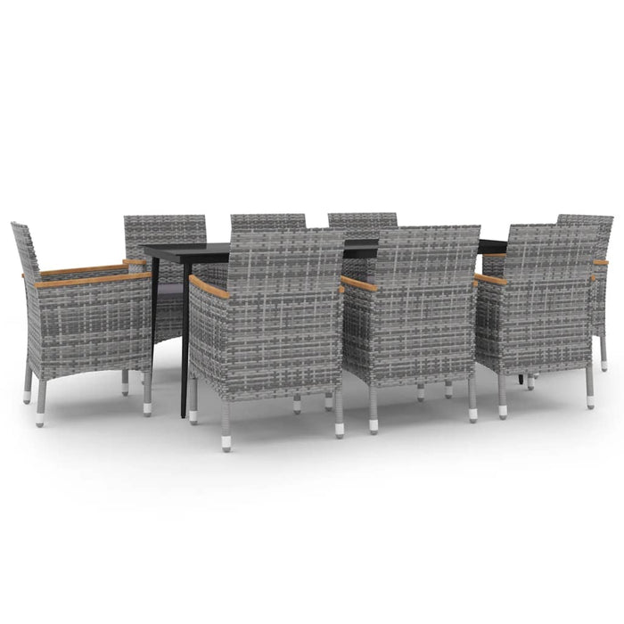 Set mobilier de grădină cu perne, 9 piese, poliratan și sticlă - WALTI WALTI