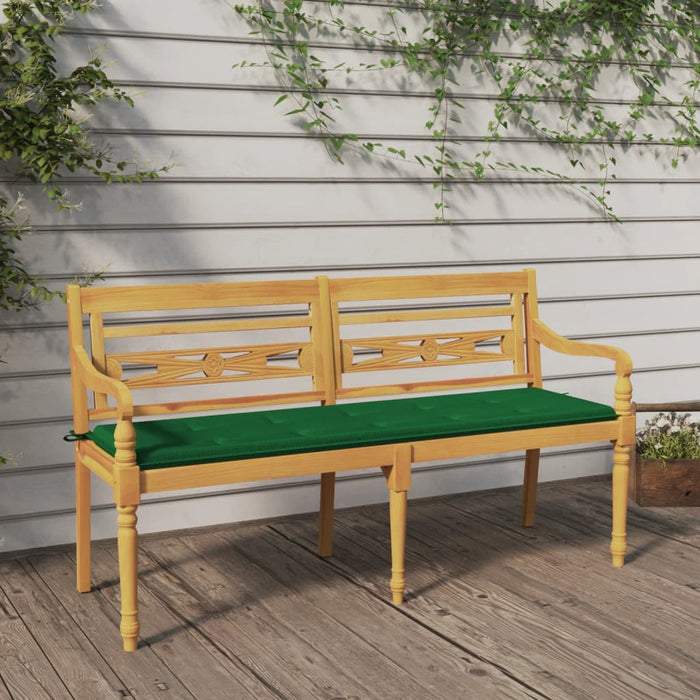 Bancă Batavia cu pernă verde, 150 cm, lemn masiv de tec - WALTI WALTI