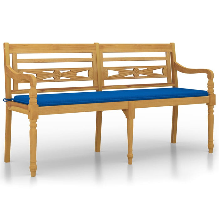 Bancă Batavia cu pernă albastru regal, 150 cm, lemn masiv tec - WALTI WALTI