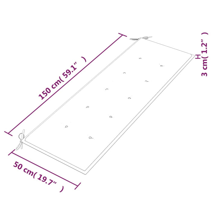 Bancă Batavia cu pernă albastru regal, 150 cm, lemn masiv tec - WALTI WALTI