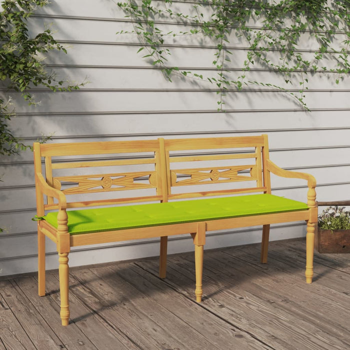 Bancă Batavia cu pernă verde aprins, 150 cm, lemn masiv tec - WALTI WALTI