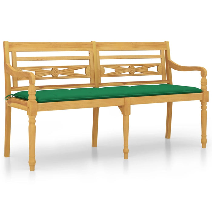 Bancă Batavia cu pernă verde, 150 cm, lemn masiv de tec - WALTI WALTI