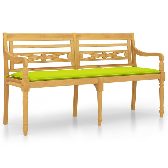 Bancă Batavia cu pernă verde aprins, 150 cm, lemn masiv tec - WALTI WALTI