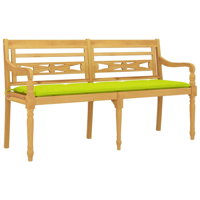Bancă Batavia cu pernă verde aprins, 150 cm, lemn masiv tec - WALTI WALTI