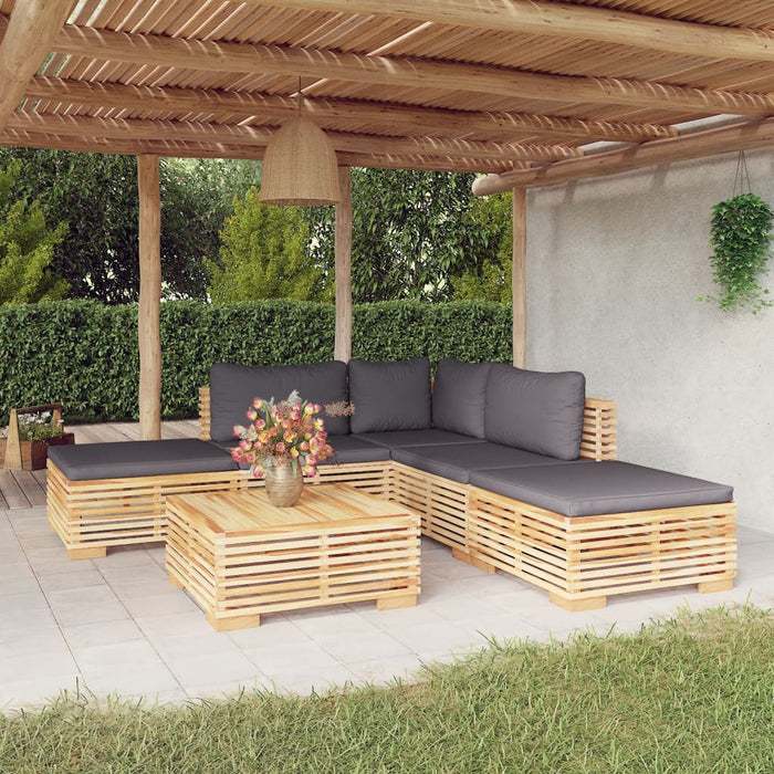 Set mobilier grădină cu perne, 6 piese, lemn masiv de tec - WALTI WALTI