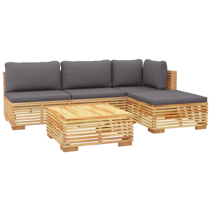 Set mobilier grădină cu perne, 5 piese, lemn masiv de tec - WALTI WALTI