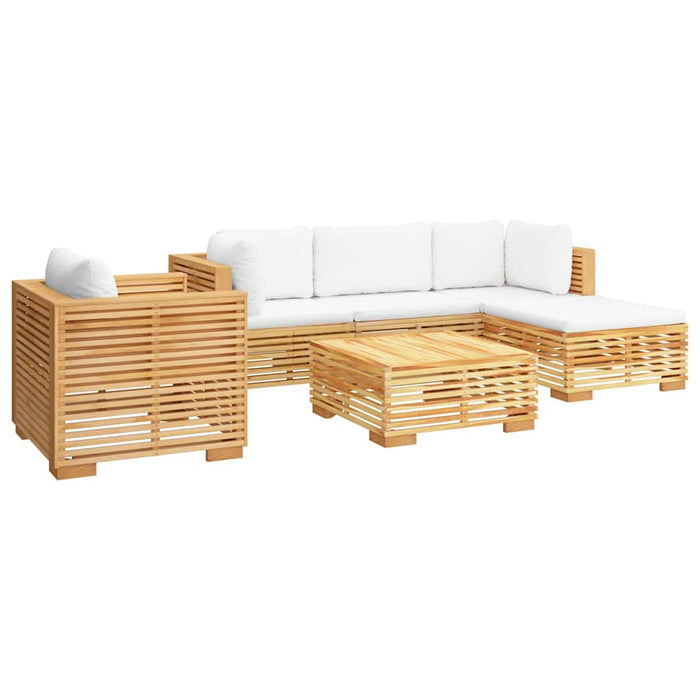 Set mobilier grădină cu perne, 6 piese, lemn masiv de tec WALTI
