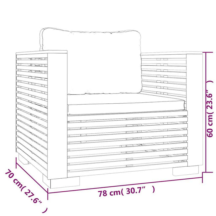 Set mobilier grădină cu perne, 6 piese, lemn masiv de tec WALTI