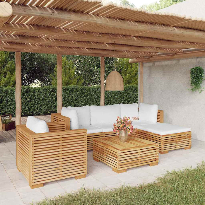 Set mobilier grădină cu perne, 6 piese, lemn masiv de tec WALTI