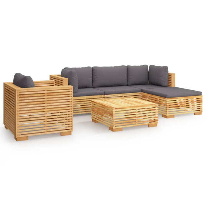 Set mobilier grădină cu perne, 6 piese, lemn masiv de tec WALTI