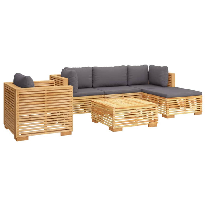 Set mobilier grădină cu perne, 6 piese, lemn masiv de tec WALTI