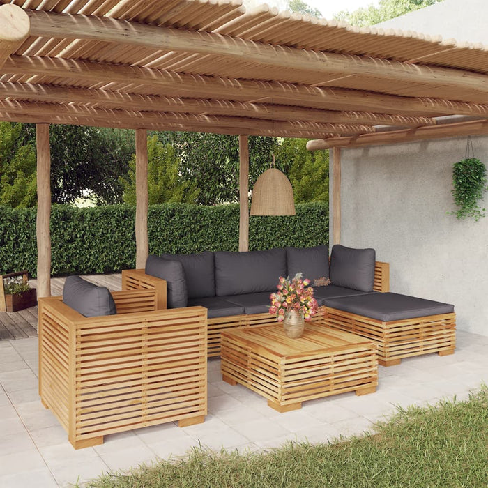 Set mobilier grădină cu perne, 6 piese, lemn masiv de tec WALTI