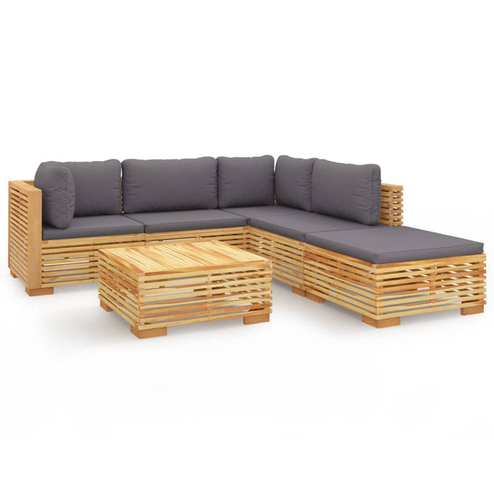 Set mobilier grădină cu perne, 6 piese, lemn masiv de tec WALTI