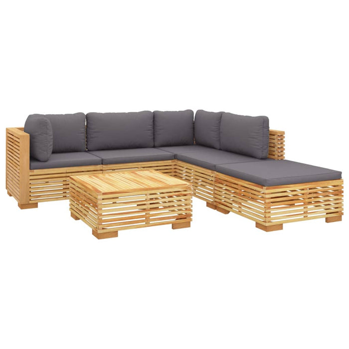 Set mobilier grădină cu perne, 6 piese, lemn masiv de tec WALTI