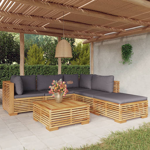 Set mobilier grădină cu perne, 6 piese, lemn masiv de tec - WALTI WALTI
