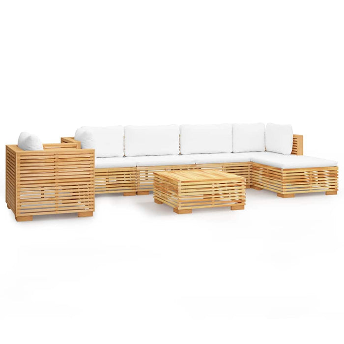 Set mobilier grădină cu perne, 7 piese, lemn masiv de tec WALTI