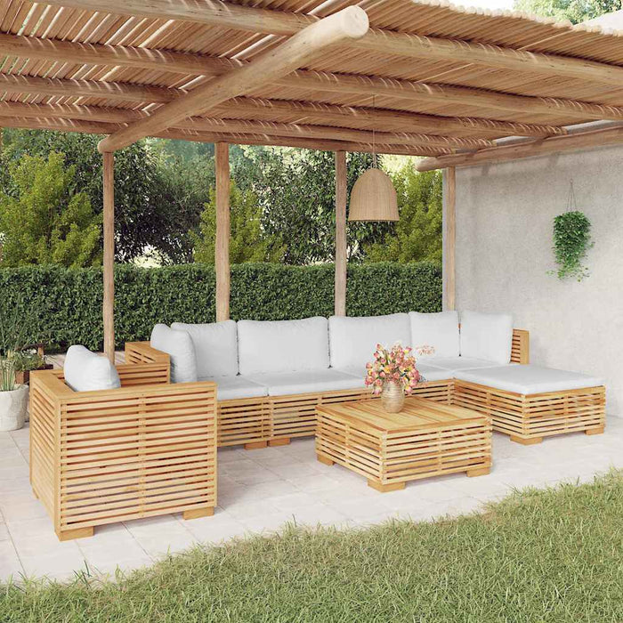 Set mobilier grădină cu perne, 7 piese, lemn masiv de tec WALTI