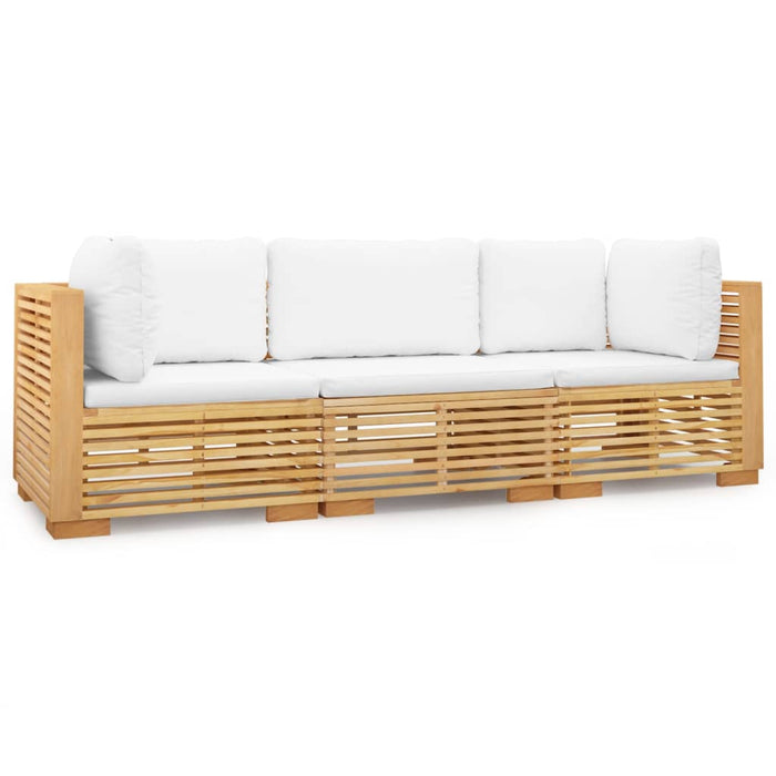 Set mobilier grădină cu perne, 3 piese, lemn masiv de tec WALTI