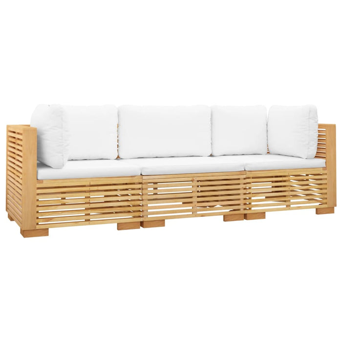 Set mobilier grădină cu perne, 3 piese, lemn masiv de tec WALTI