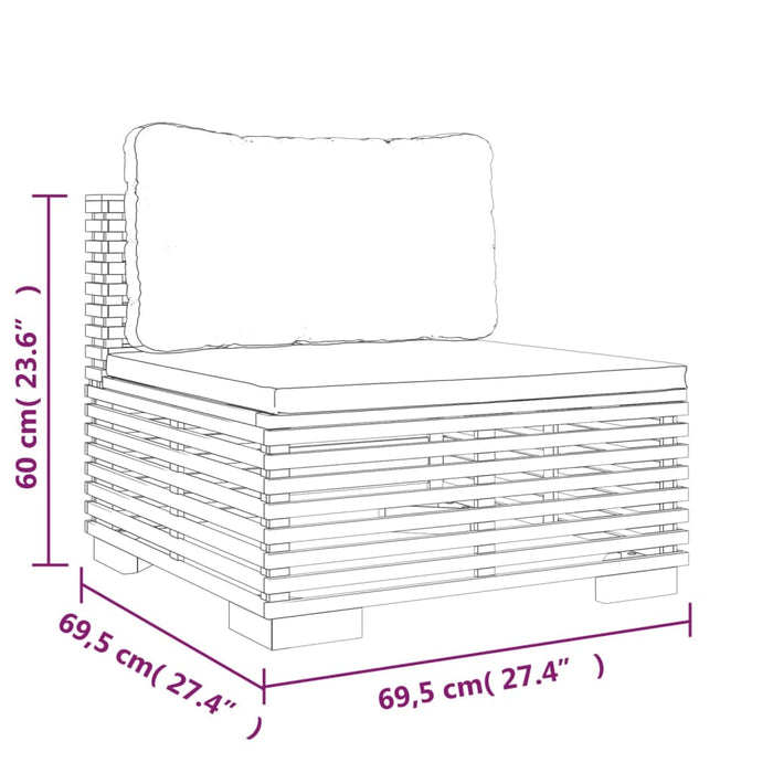 Set mobilier grădină cu perne, 3 piese, lemn masiv de tec WALTI