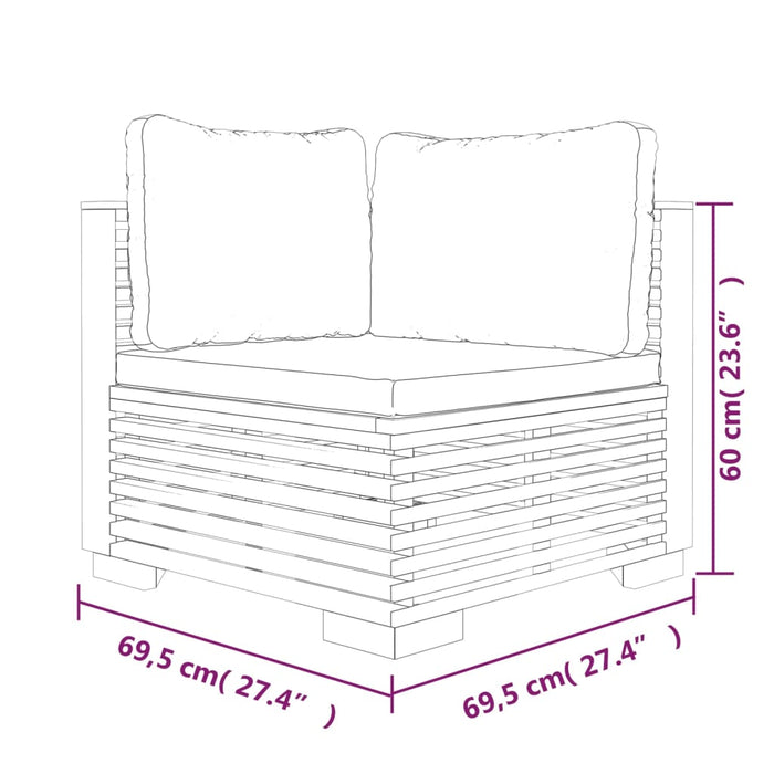 Set mobilier grădină cu perne, 3 piese, lemn masiv de tec WALTI