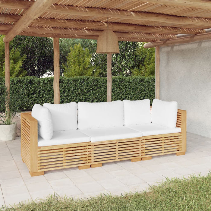 Set mobilier grădină cu perne, 3 piese, lemn masiv de tec WALTI