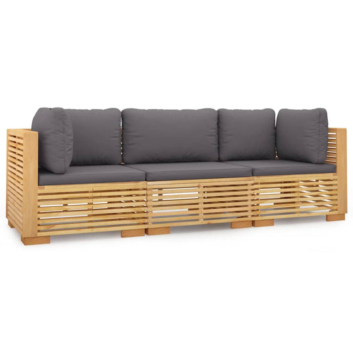 Set mobilier grădină cu perne, 3 piese, lemn masiv de tec WALTI