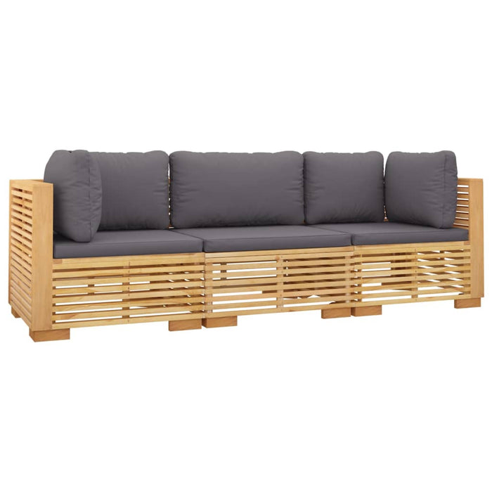 Set mobilier grădină cu perne, 3 piese, lemn masiv de tec WALTI