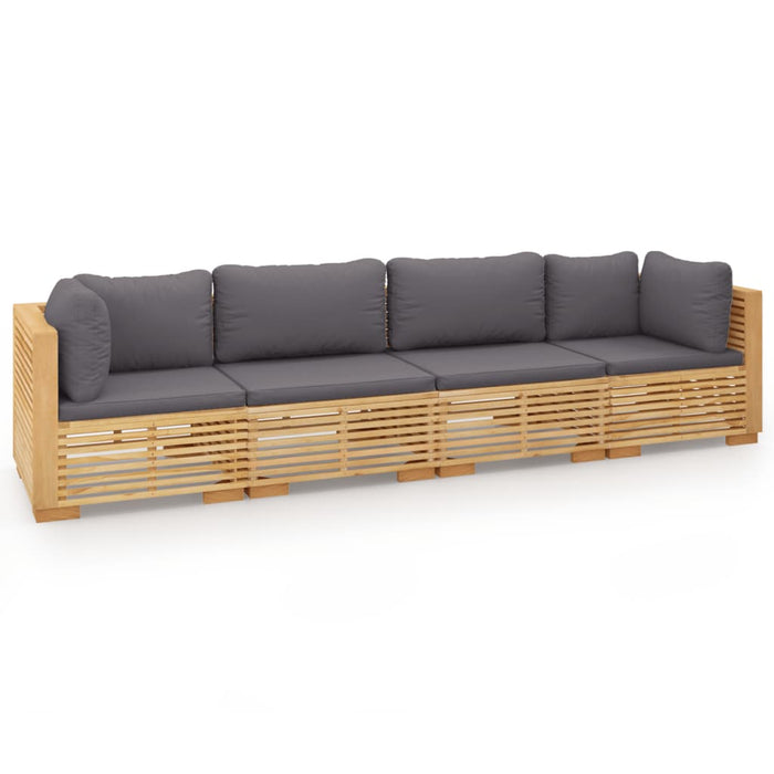 Set mobilier grădină cu perne, 4 piese, lemn masiv de tec WALTI