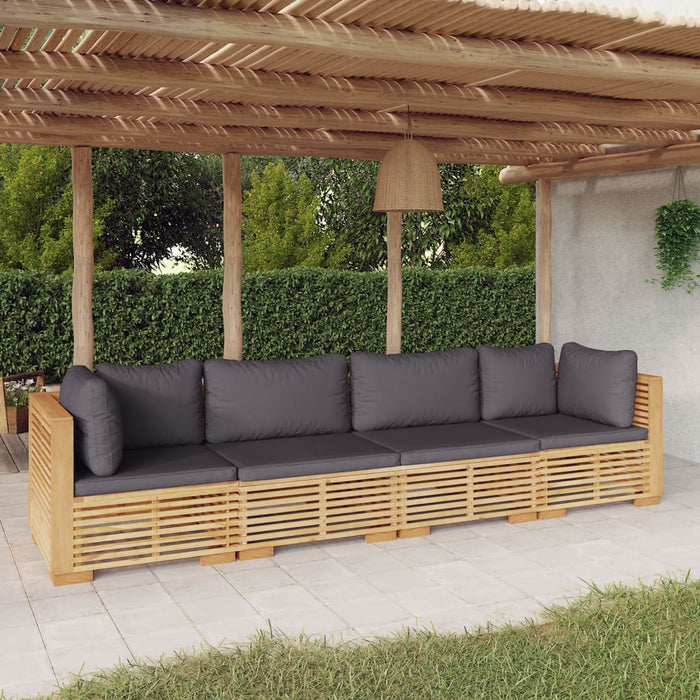 Set mobilier grădină cu perne, 4 piese, lemn masiv de tec WALTI