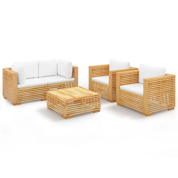 Set mobilier grădină cu perne, 5 piese, lemn masiv de tec WALTI