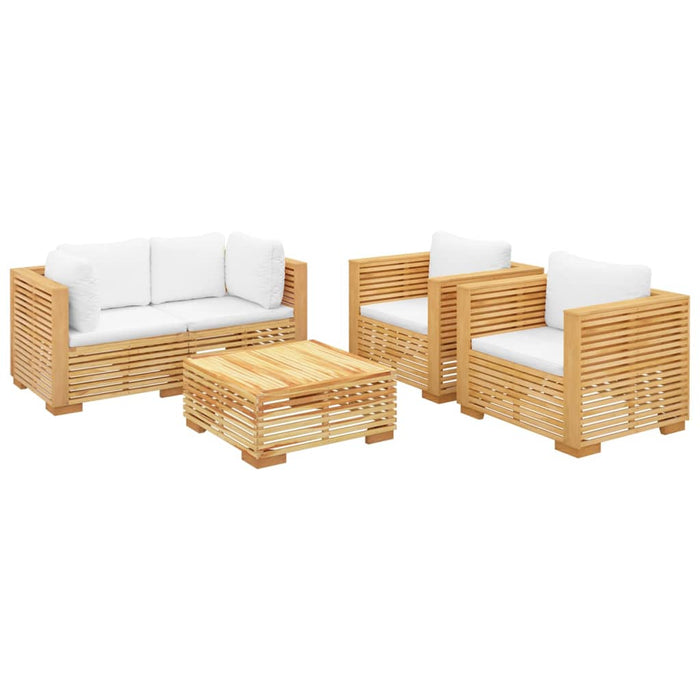Set mobilier grădină cu perne, 5 piese, lemn masiv de tec WALTI